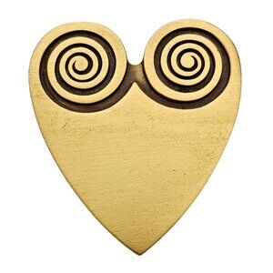 Old Salem Museum Replica Gold Tone Heart Brooch Scroll Pin Signed, C808